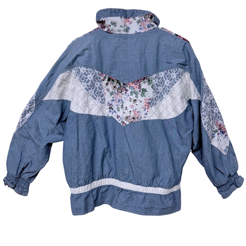Vintage Bronton Patchwork Denim Jacket Floral Lac… - image 5